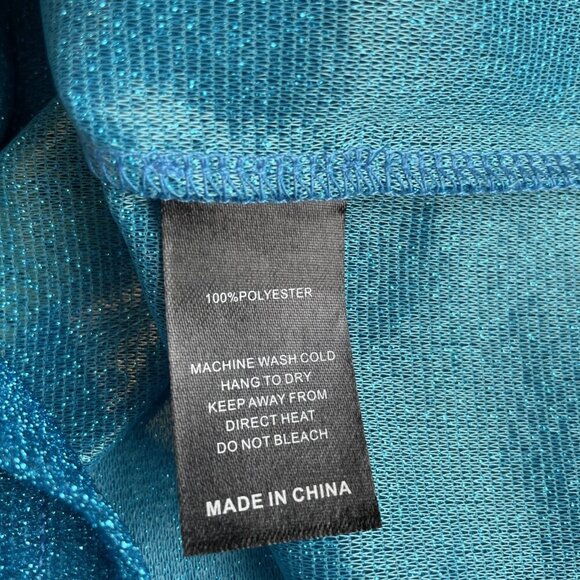 Cynthia Rowley Glitter Tee Women's L Metallic Blue Sheer Lightweight $145 NWT - Picture 8 of 8